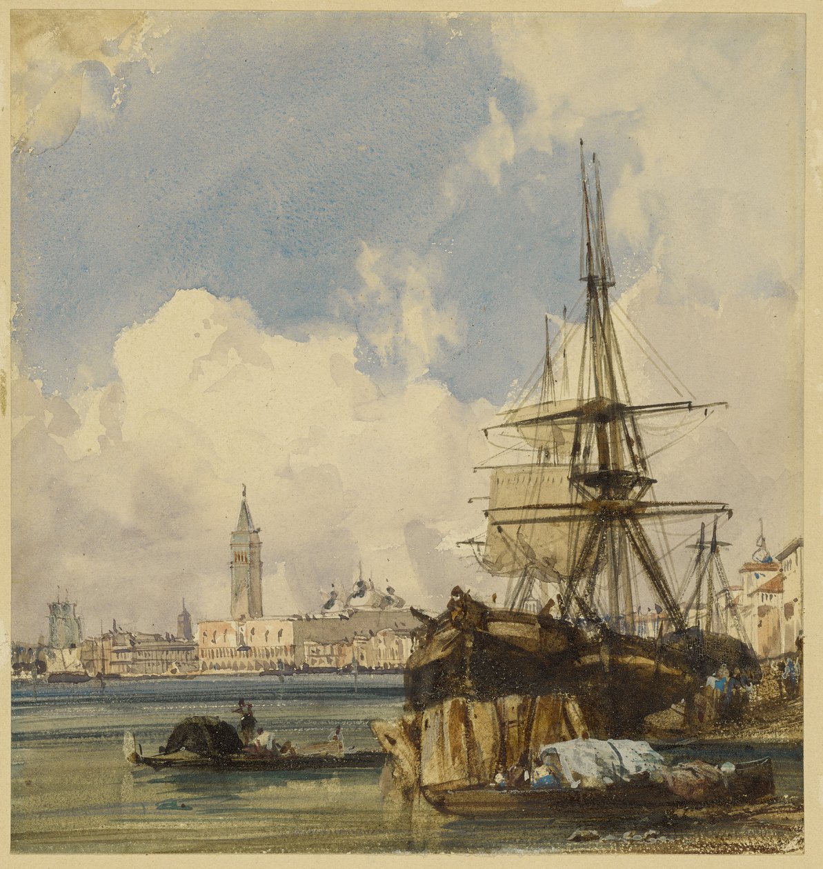 Riva degli Schiavoni, z okolí San Biagio, Benátky od Richard Parkes Bonington