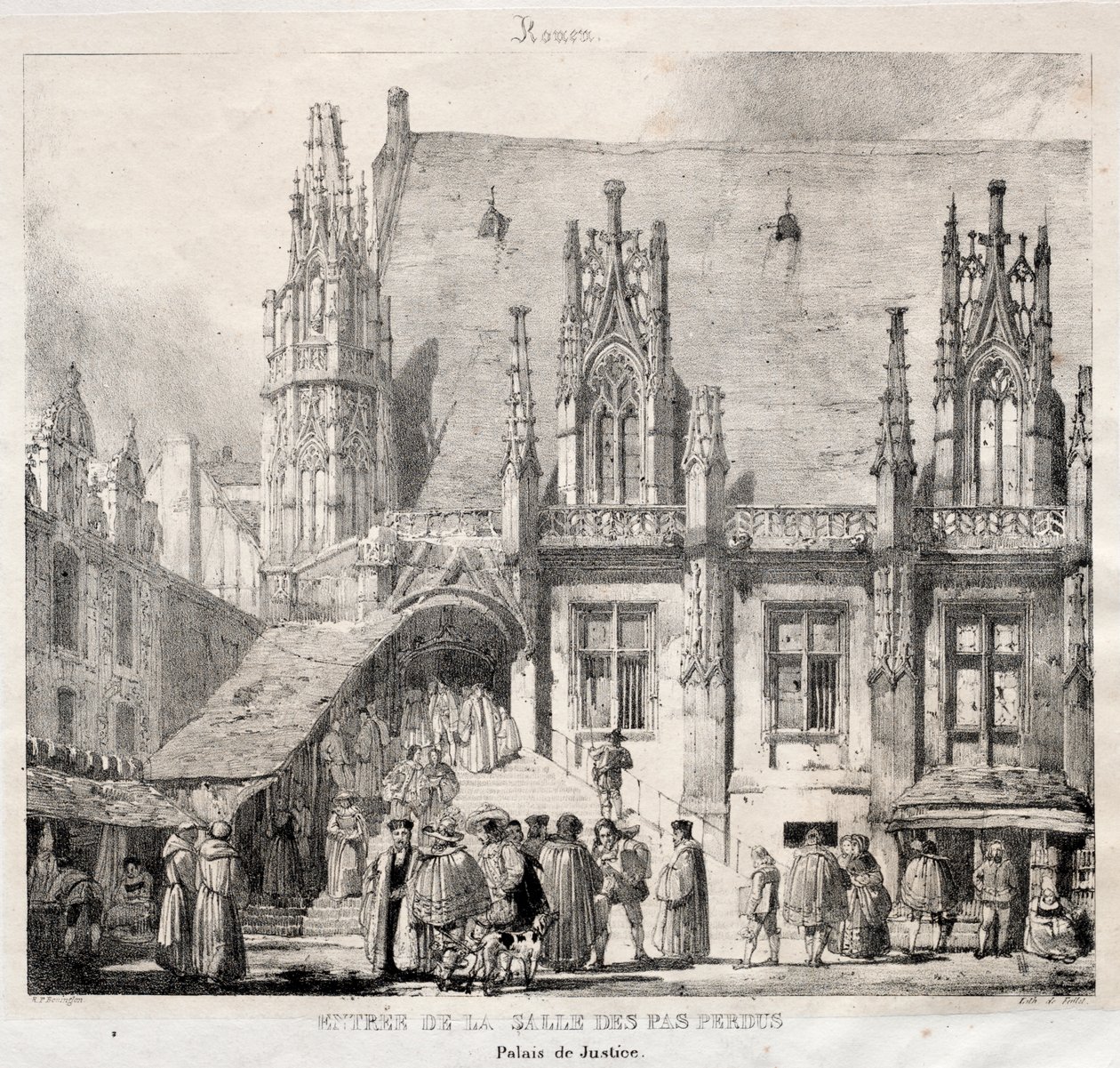 Rouen: Vstup do Salle des Pas Perdus, Justiční palác od Richard Parkes Bonington