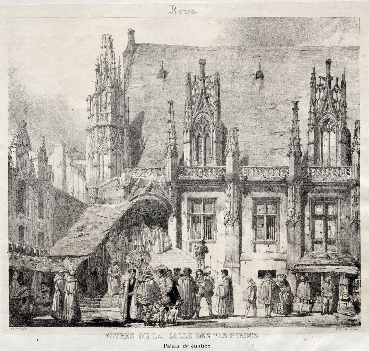 Rouen: Vstup do Salle des Pas Perdus, Justiční palác od Richard Parkes Bonington