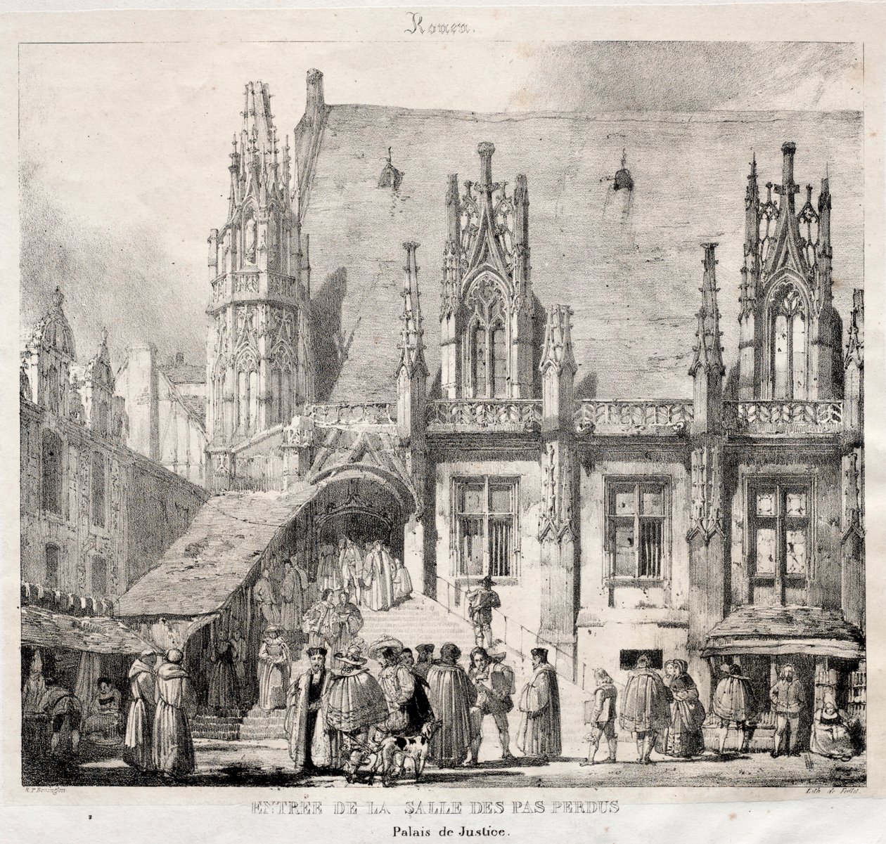 Rouen: Vstup do Salle des Pas Perdus, Palais du Justice, 1824. od Richard Parkes Bonington