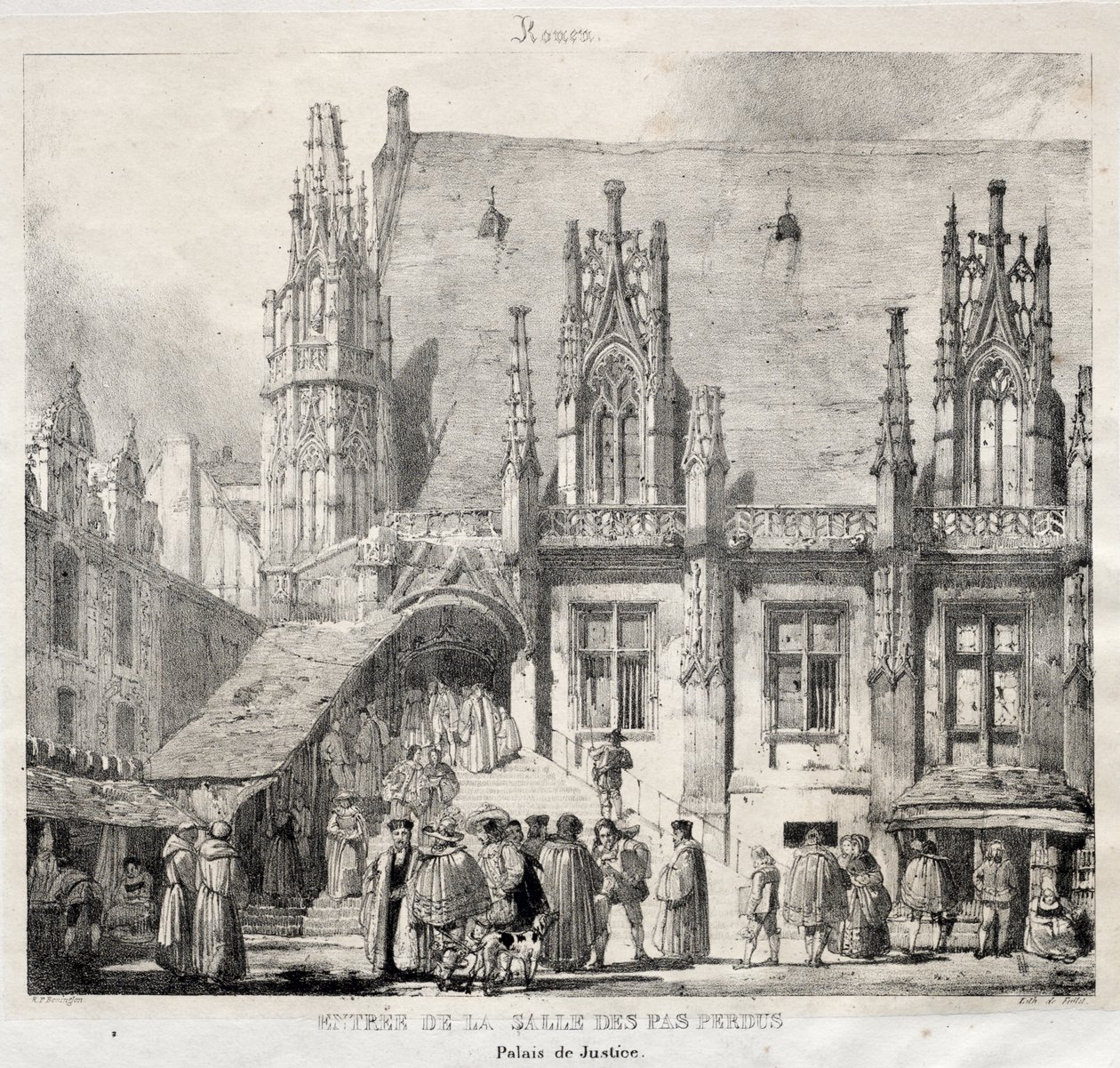 Rouen: Vstup do Salle des Pas Perdus, Justiční palác od Richard Parkes Bonington