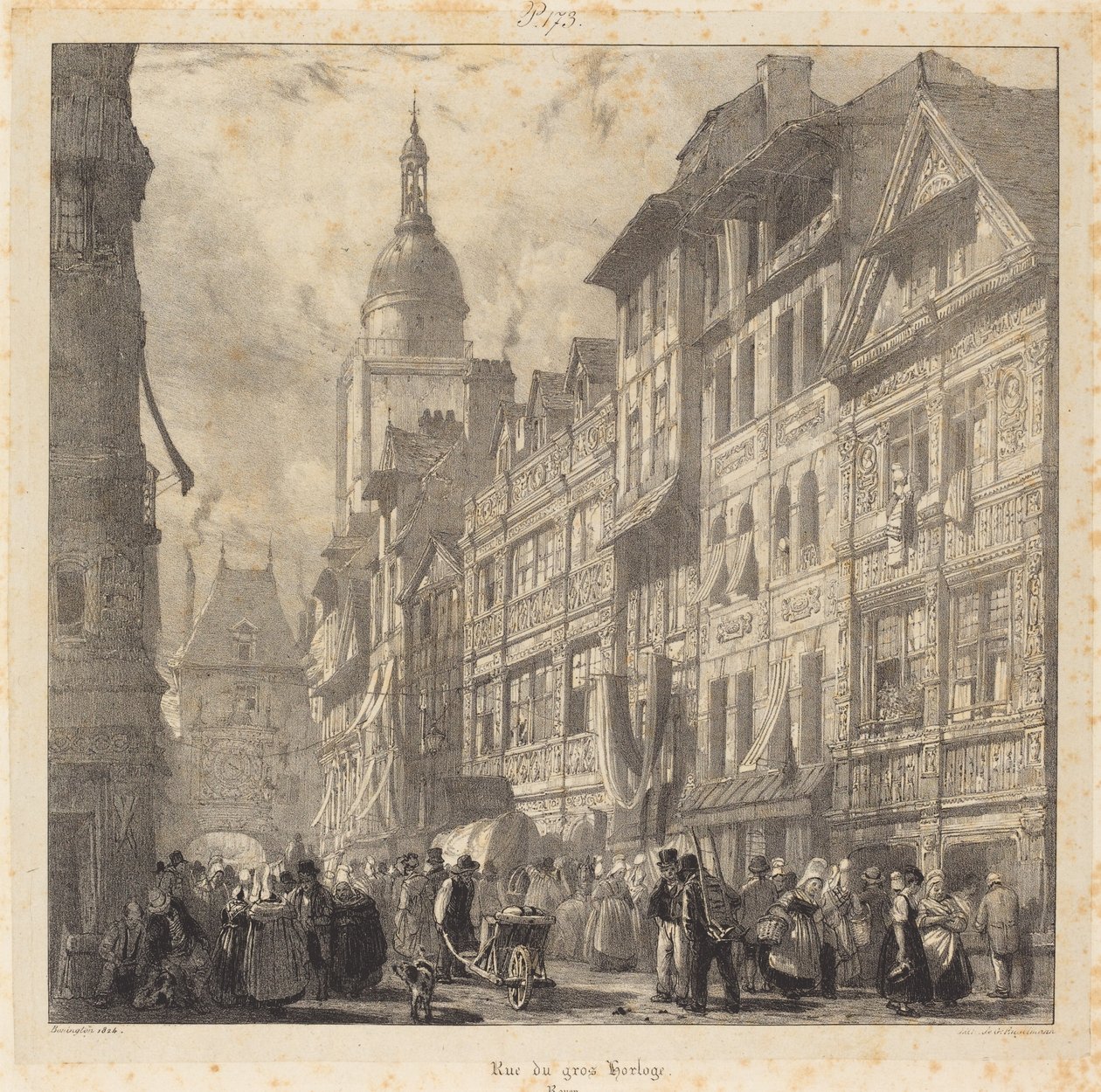 Rue du Gros-Horloge, Rouen od Richard Parkes Bonington