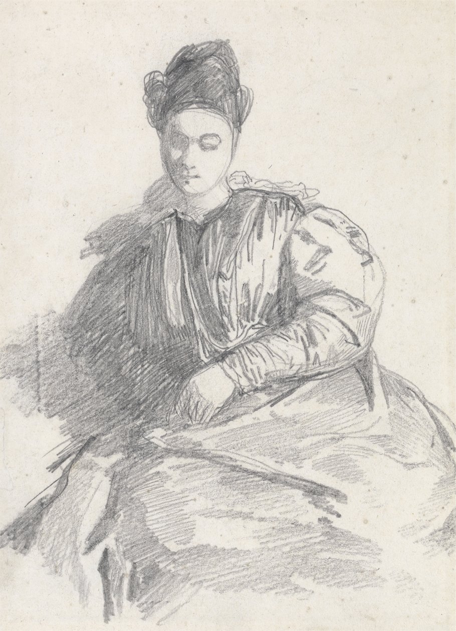 Studie sedící ženy (grafit na papíře) od Richard Parkes Bonington