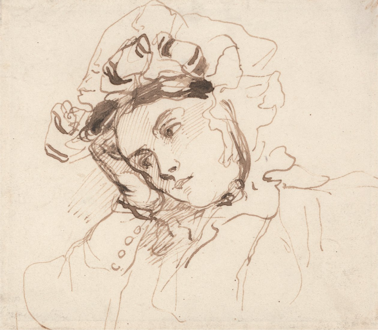 Studujte ženu s hlavou na ruce od Richard Parkes Bonington