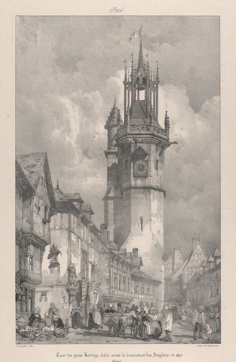 Věž Gros Horloge, postavená pod nadvládou Angličanů v roce 1417 od Richard Parkes Bonington