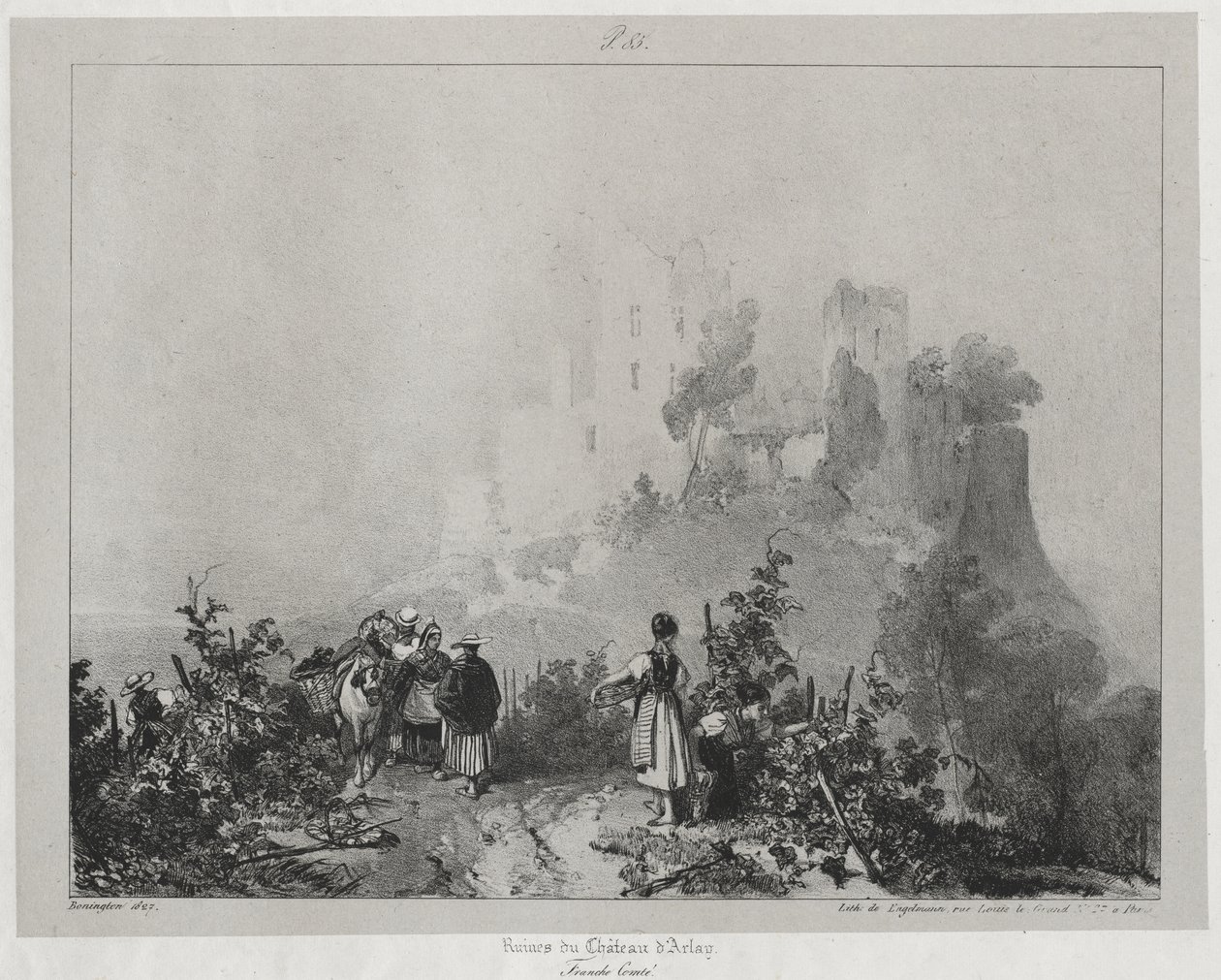 Malebné a romantické cesty ve starověké Francii, Franche-Comté: Ruiny hradu Arlay od Richard Parkes Bonington