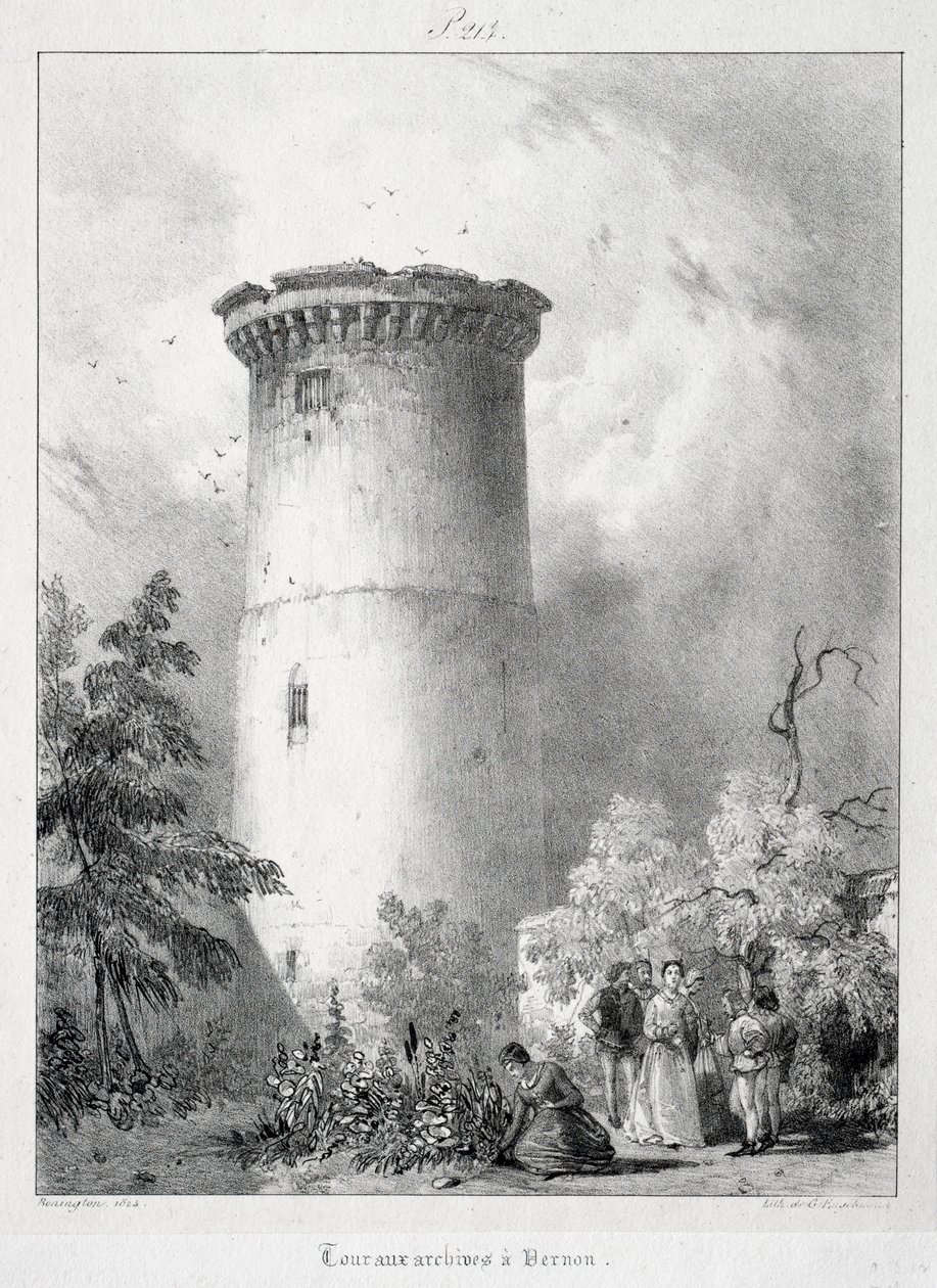 Malebné a romantické cesty do starověké Francie, Normandie: Prohlídka archivů ve Vernonu od Richard Parkes Bonington