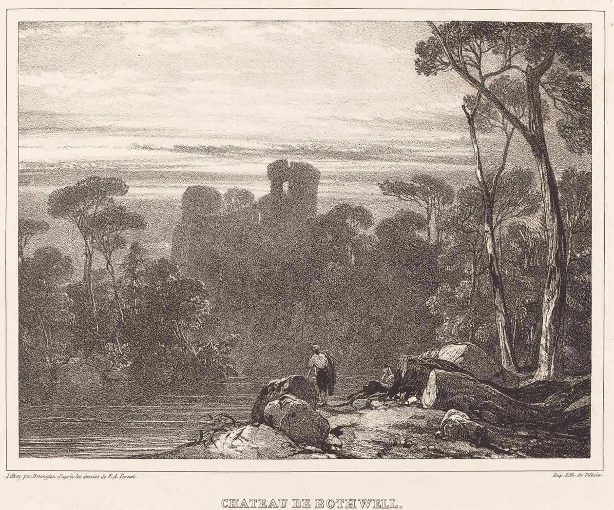 Hrad Bothwell od Richard Parkes Bonington after Francois Alexandre Pernot