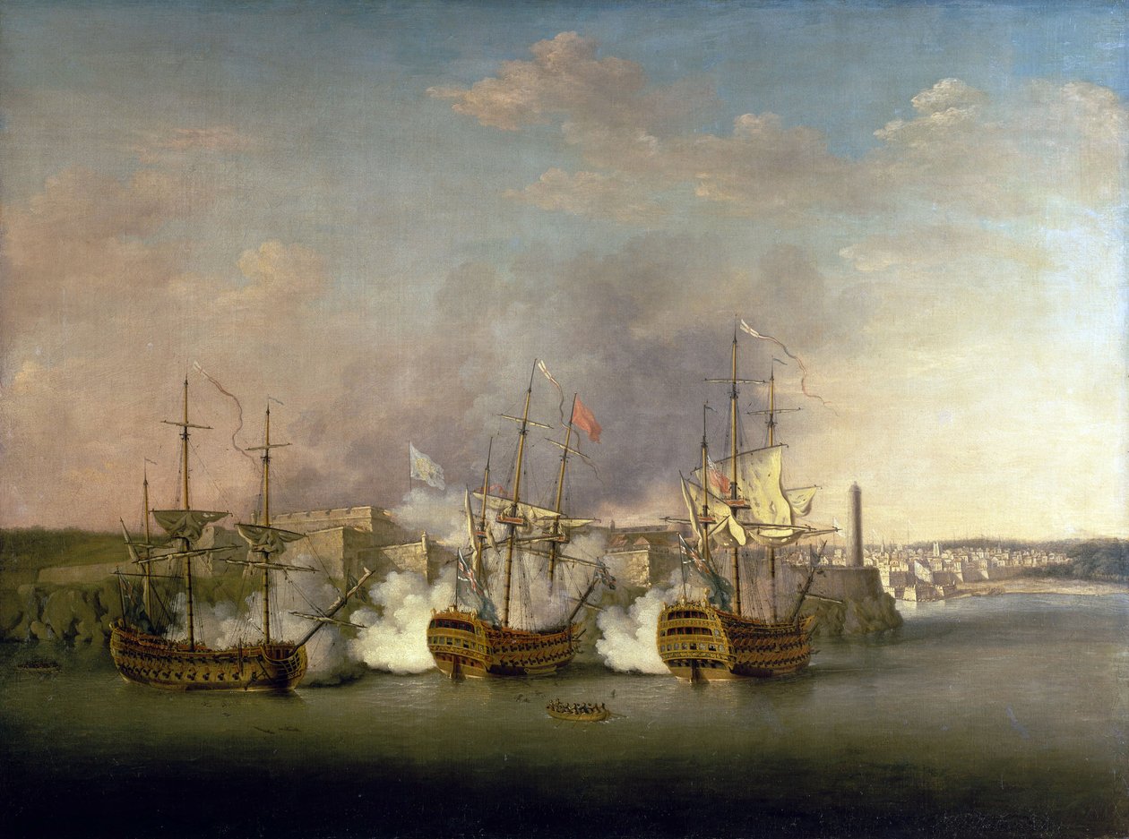 Sedmiletá válka (1756-1763): Bombardování hradu Morro (Kuba) 1. července 1776. od Richard Paton