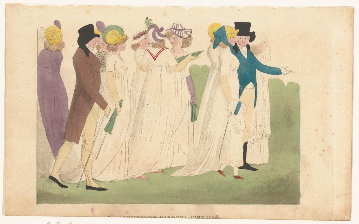 Časopis ženské módy Londýna a Paříže: Kensington Gardens červen 1798 od Richard Phillips