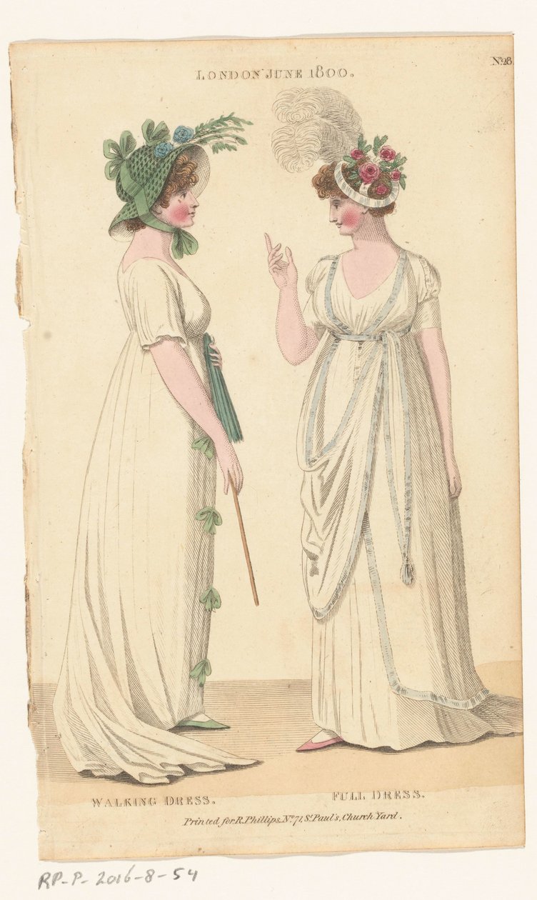 Magazine of Female Fashions of London and Paris, No. 28: London, June 1800: Walking Dress; Plné šaty od Richard Phillips