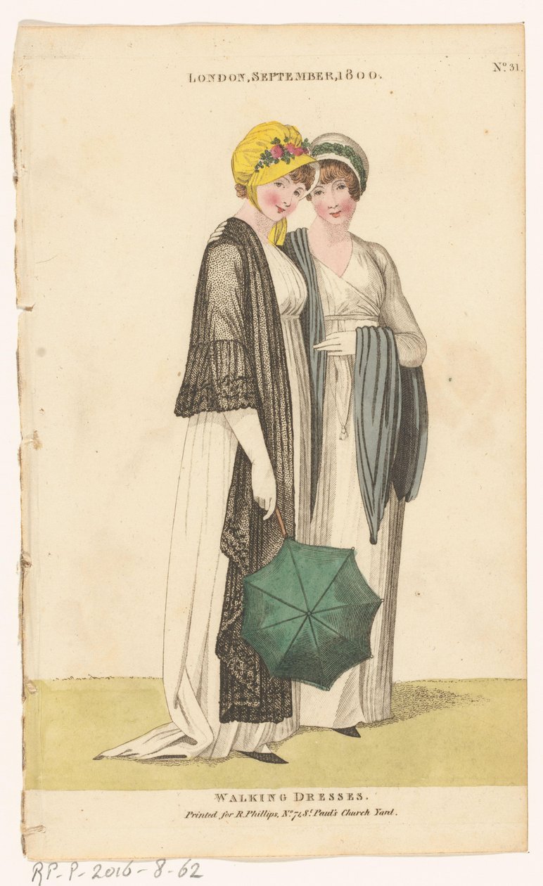 Časopis ženské módy Londýna a Paříže. č. 31: Londýn, září 1800: Vycházkové šaty od Richard Phillips