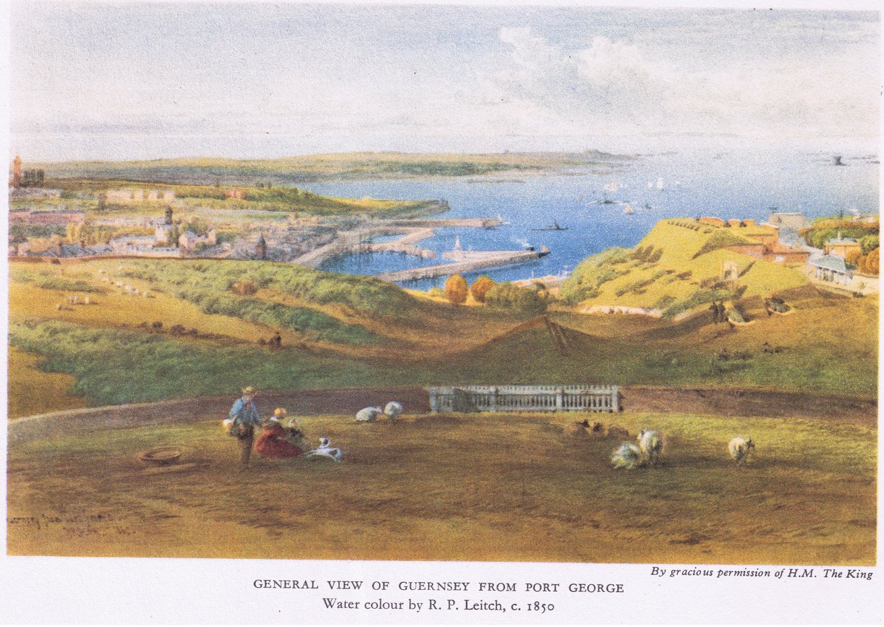 Celkový pohled na Guernsey z Port George, 1945 od Richard Principal Leitch