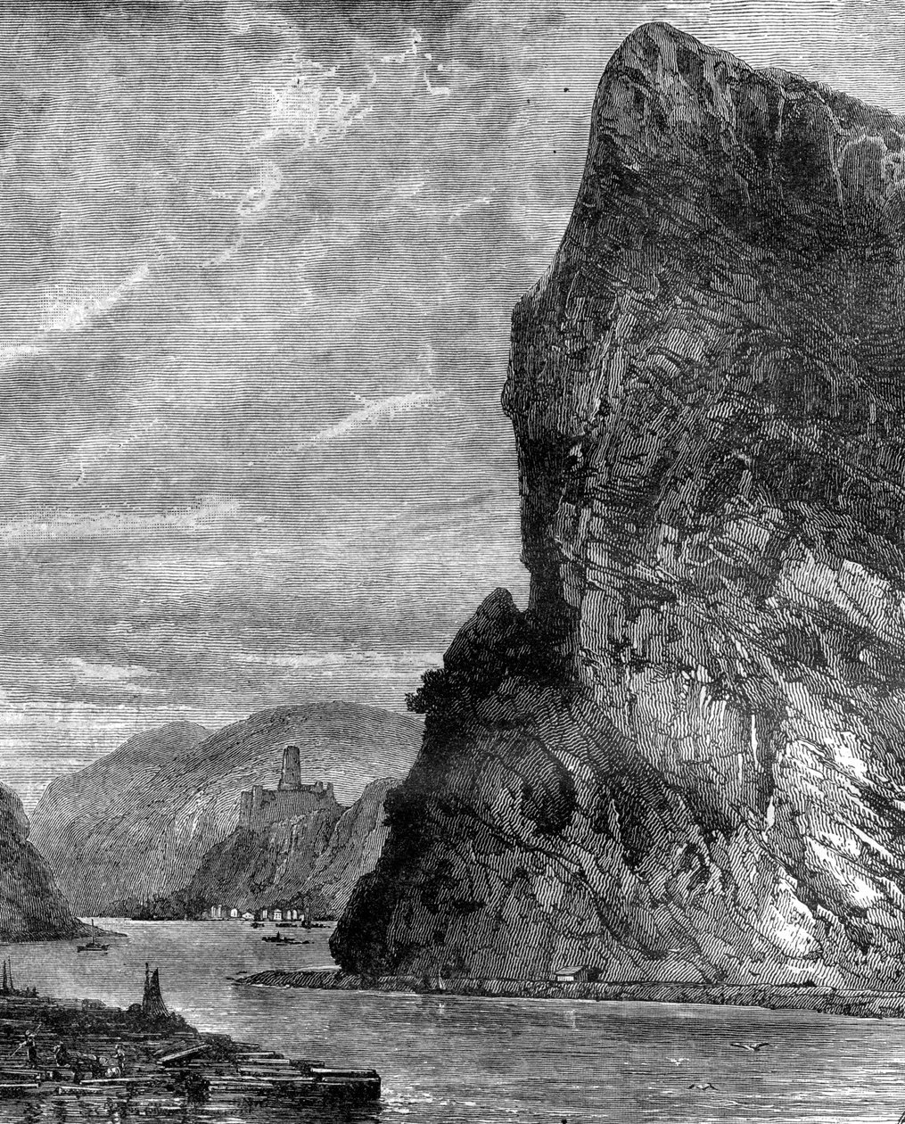 Loreley rock, poblíž St Goarshausen, Německo, 19. století od Richard Principal Leitch