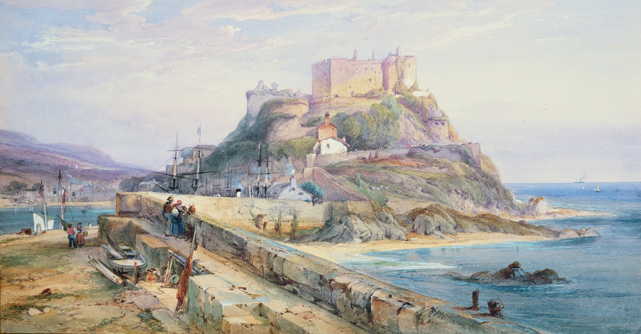 Hrad Mont Orgueil, Gorey, Jersey, 1876 od Richard Principal Leitch