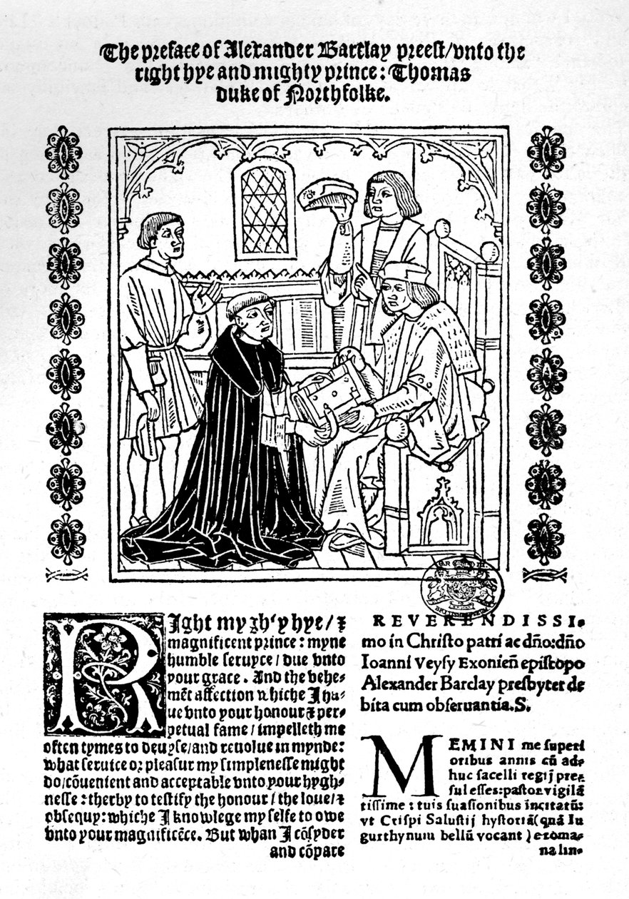 Překladatel předkládá svou knihu vévodovi z Norfolku, c1500-1520, 1923 od Richard Pynson