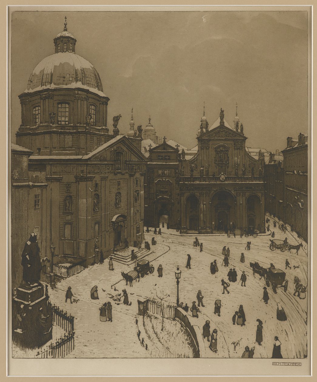 Kreuzherrenplatz v Praze od Richard Teschner