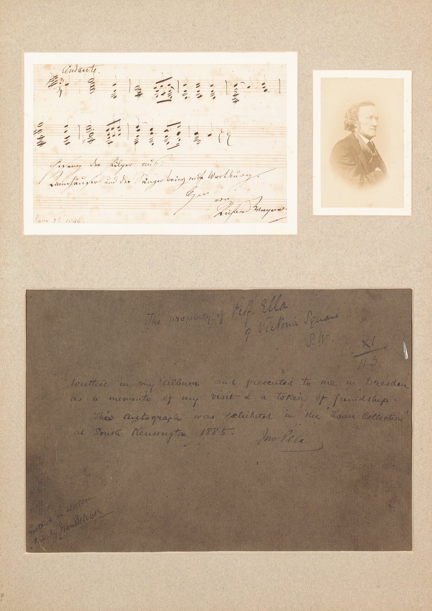 Autogram hudební citát opatřený fotografií Wagnera a provenience od Richard Wagner