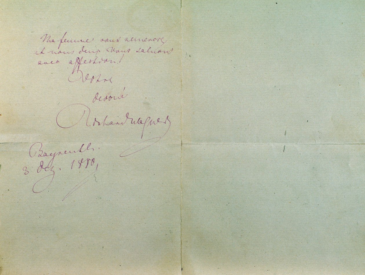 Ručně psaný dopis Richarda Wagnera Luigi Mancinellimu, 3. prosince od Richard Wagner