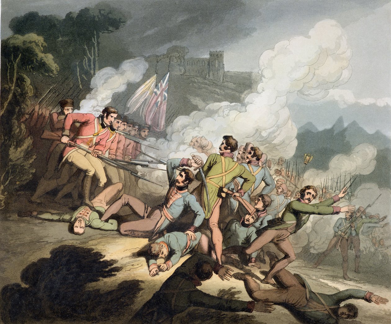 Busaco, 27. září 1810, z „Vítězství vévody z Wellingtonu“, ryl T. Fielding, hospoda. 1819 od Richard Westall