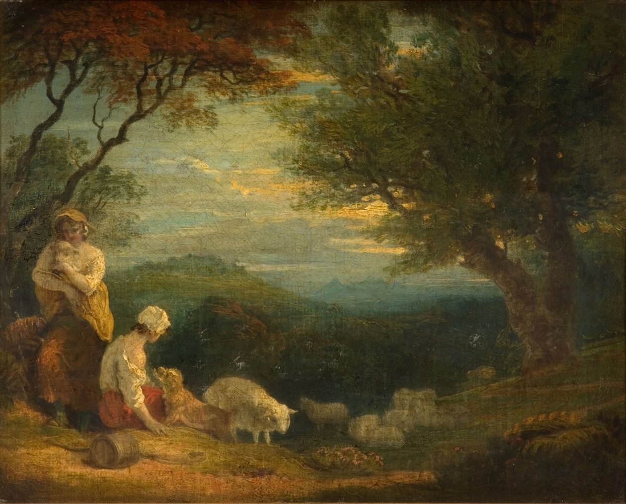 Krajina se ženami, ovcemi a psem, 1830. od Richard Westall