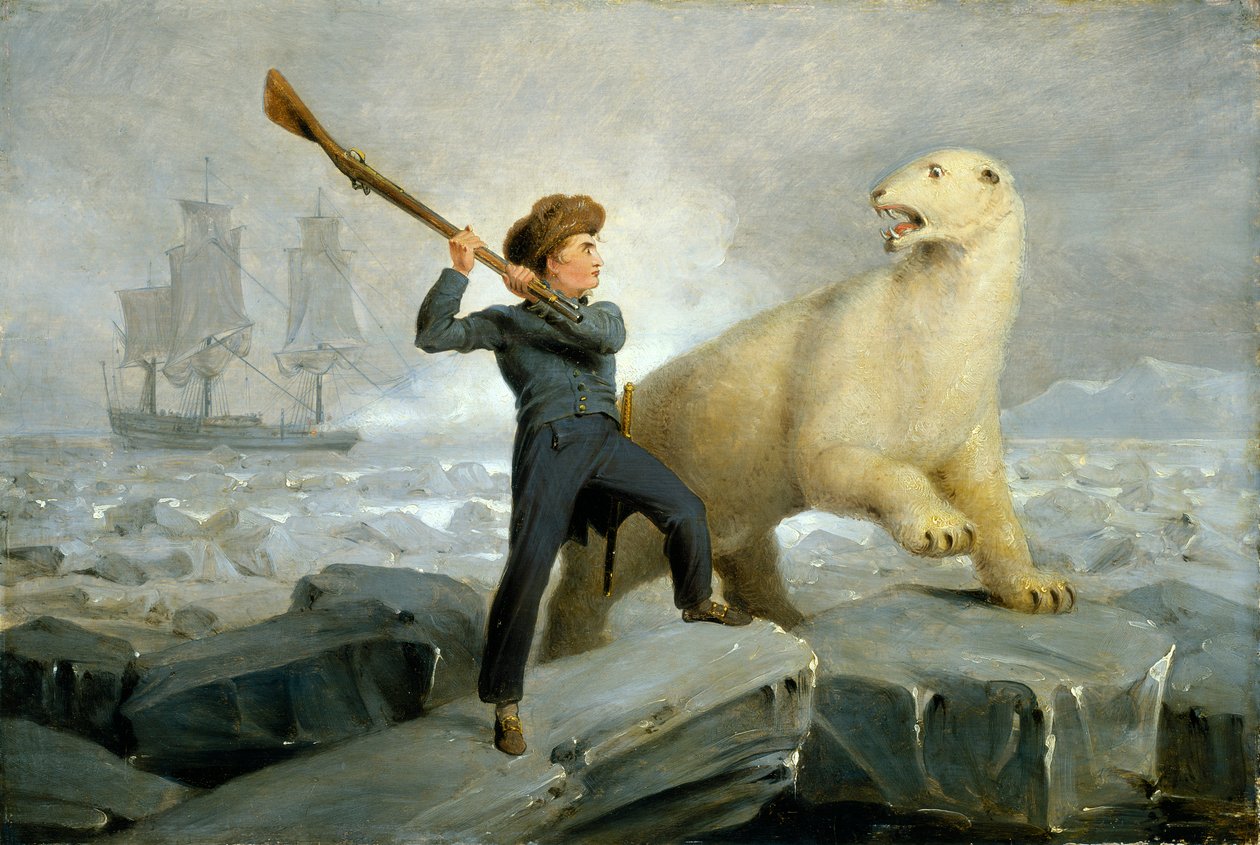 Nelson a medvěd, asi 1806 (olej na dubové desce) od Richard Westall