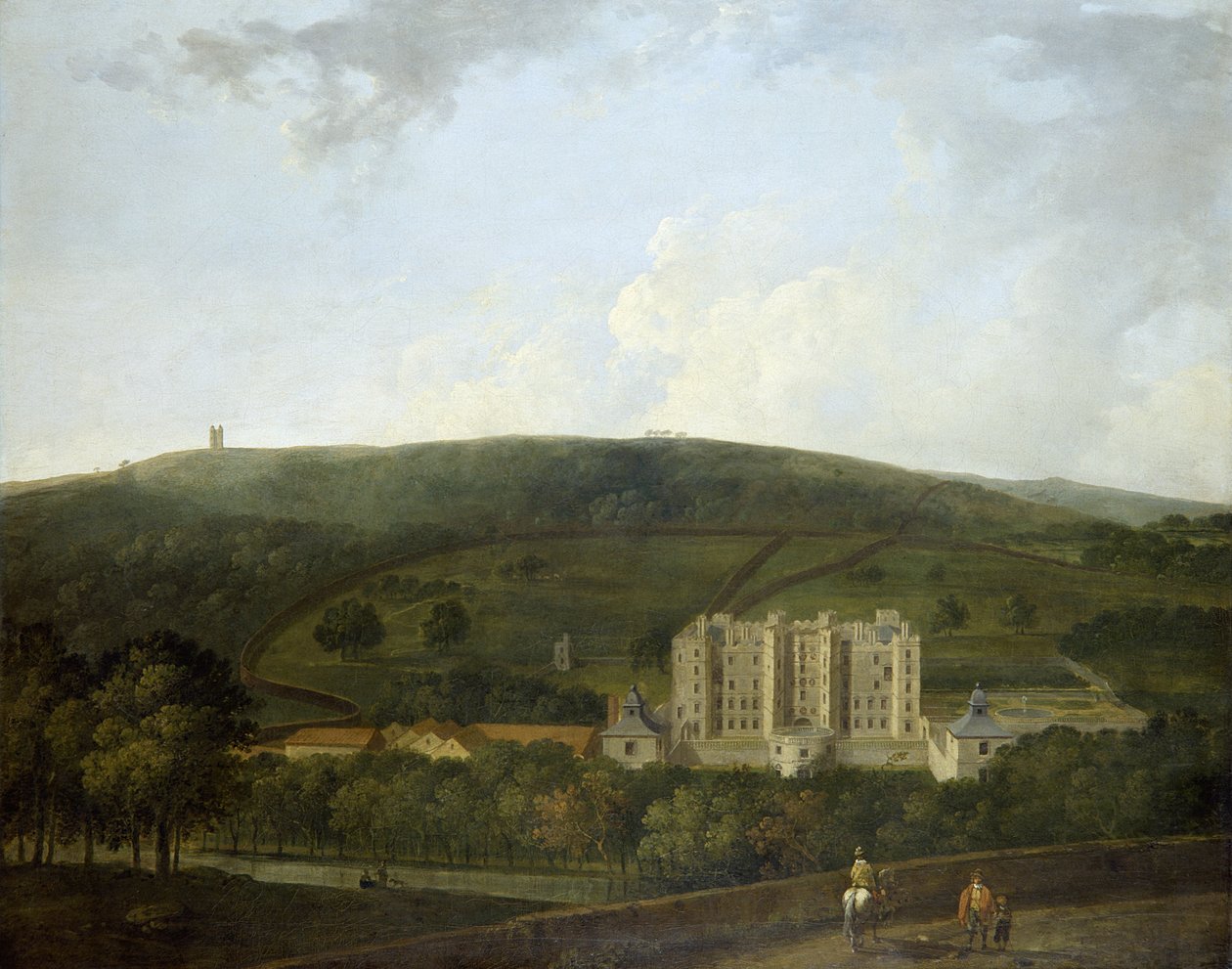 Pohled na Elizabethan Chatsworth (olej na plátně) od Richard Wilson