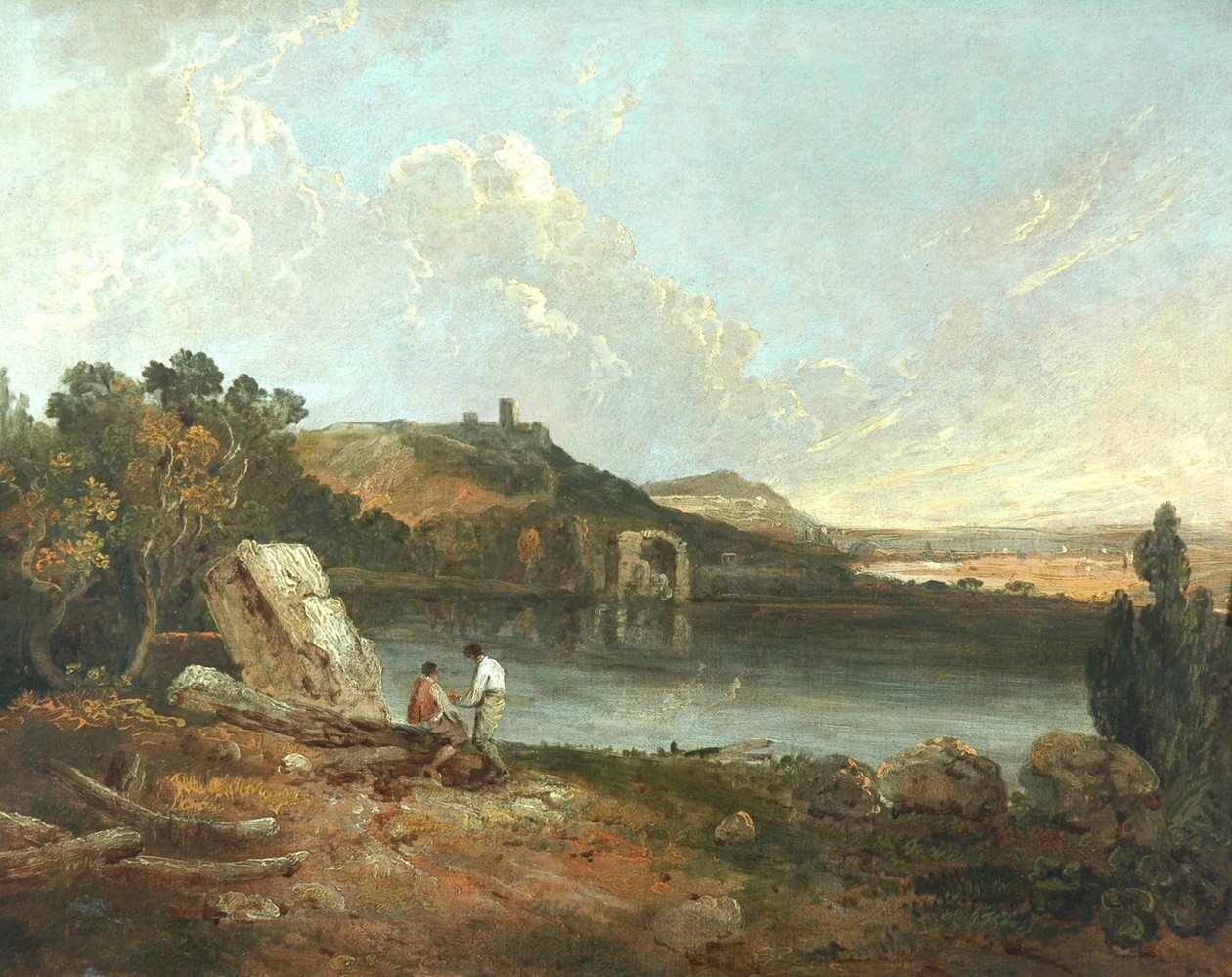 Italská jezerní scéna (olej na plátně) od Richard Wilson
