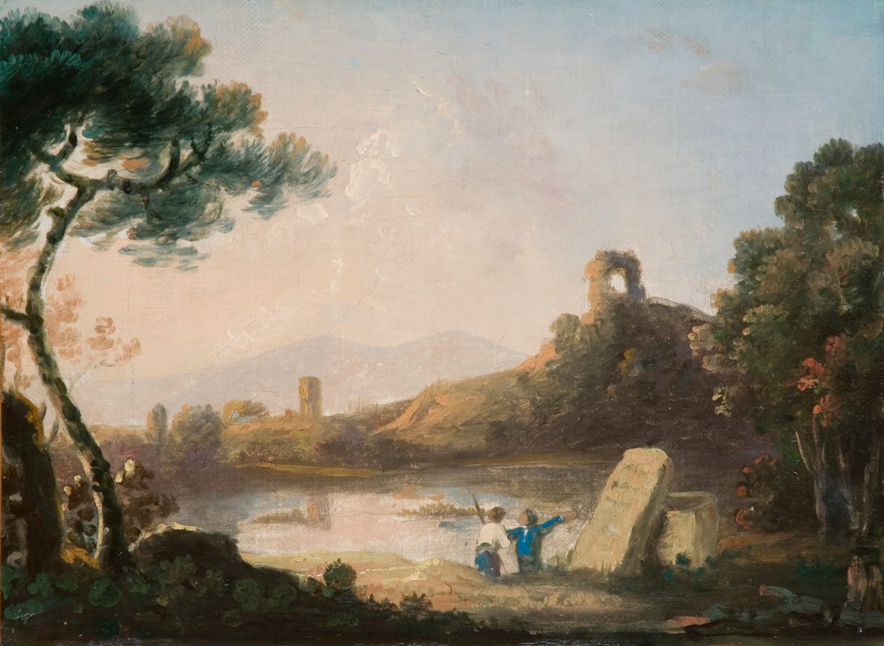 Avernské jezero se sarkofágem (olej na plátně) od Richard Wilson