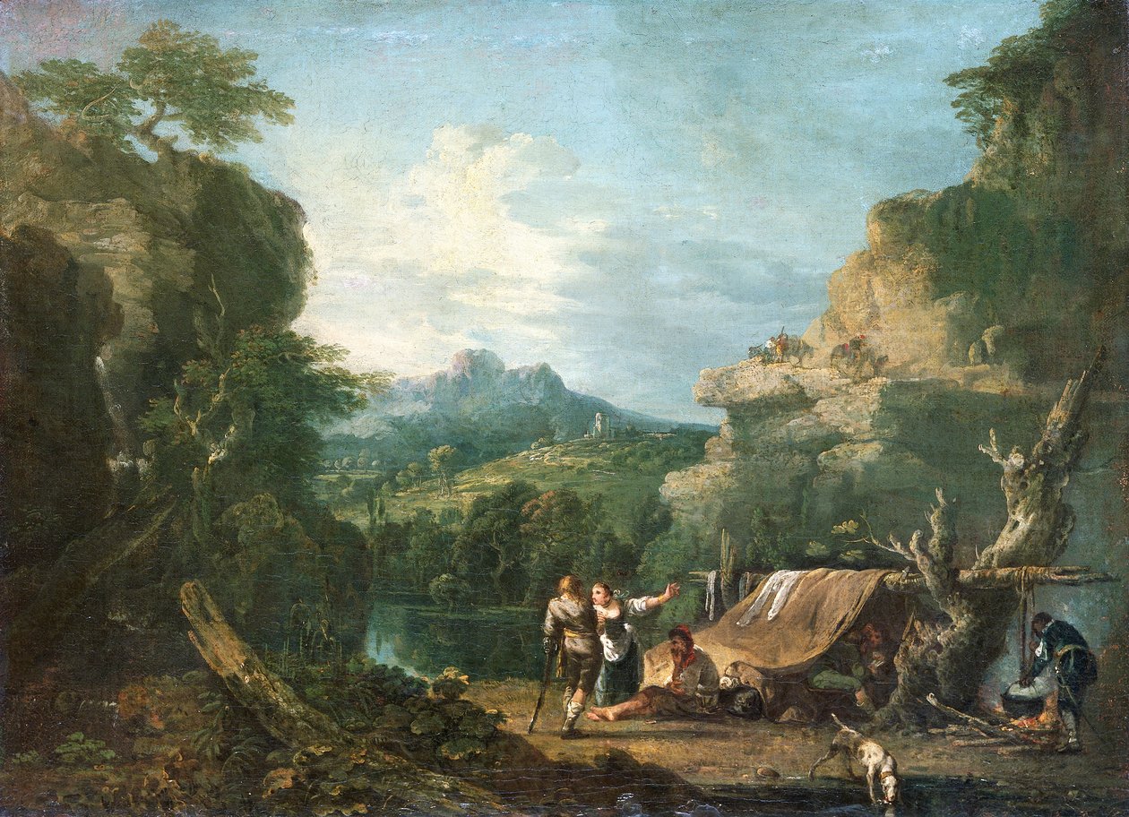 Krajina s bandity kolem stanu, 1752. od Richard Wilson