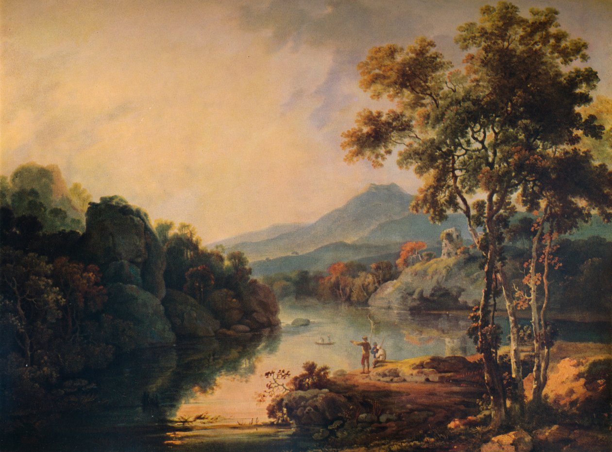 Jezero Llanberis a hrad Dolbadarn, 1766, 1938 od Richard Wilson