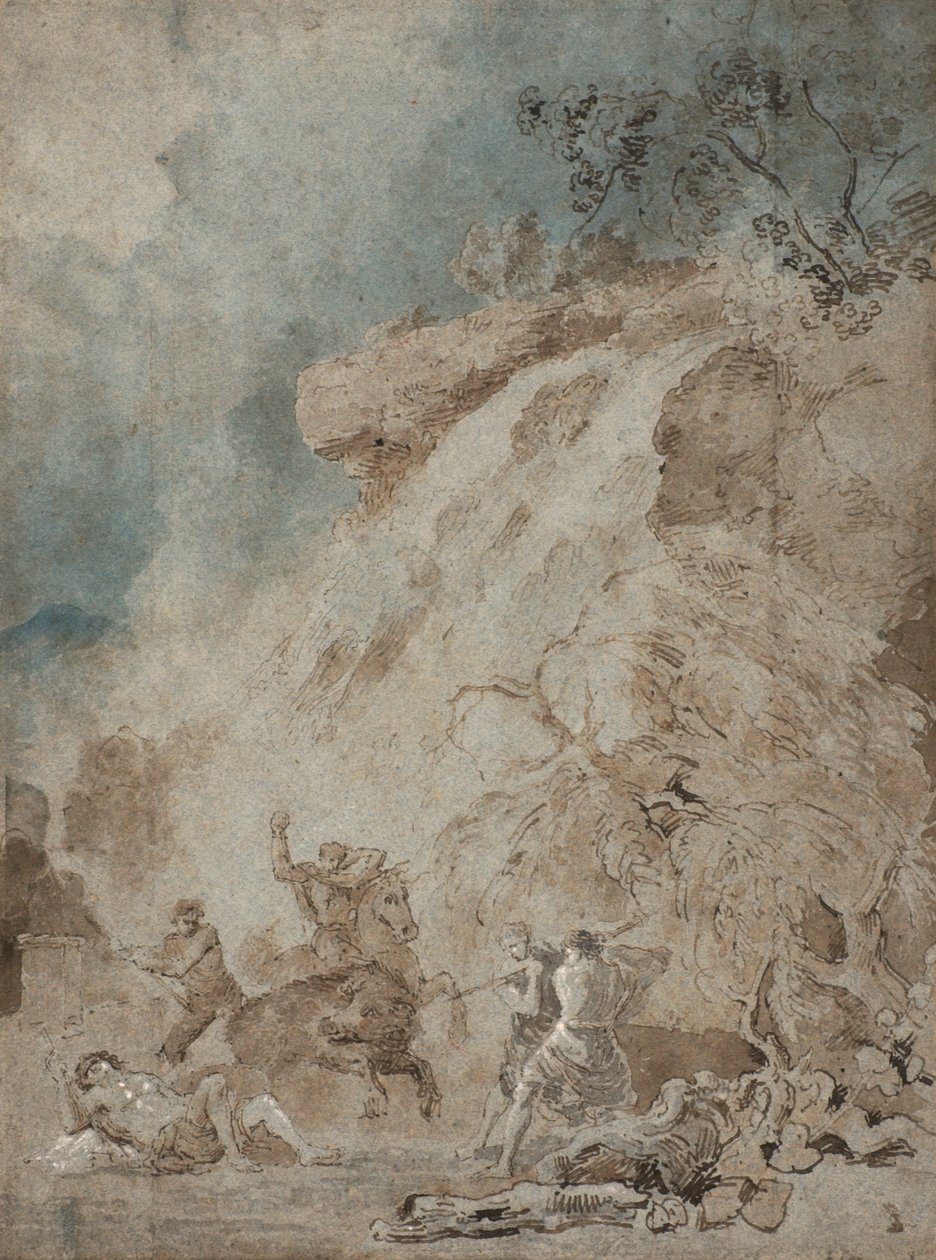 Meleager and Atalanta, cca 1770 (pero a inkoust s mytím na papíře) od Richard Wilson