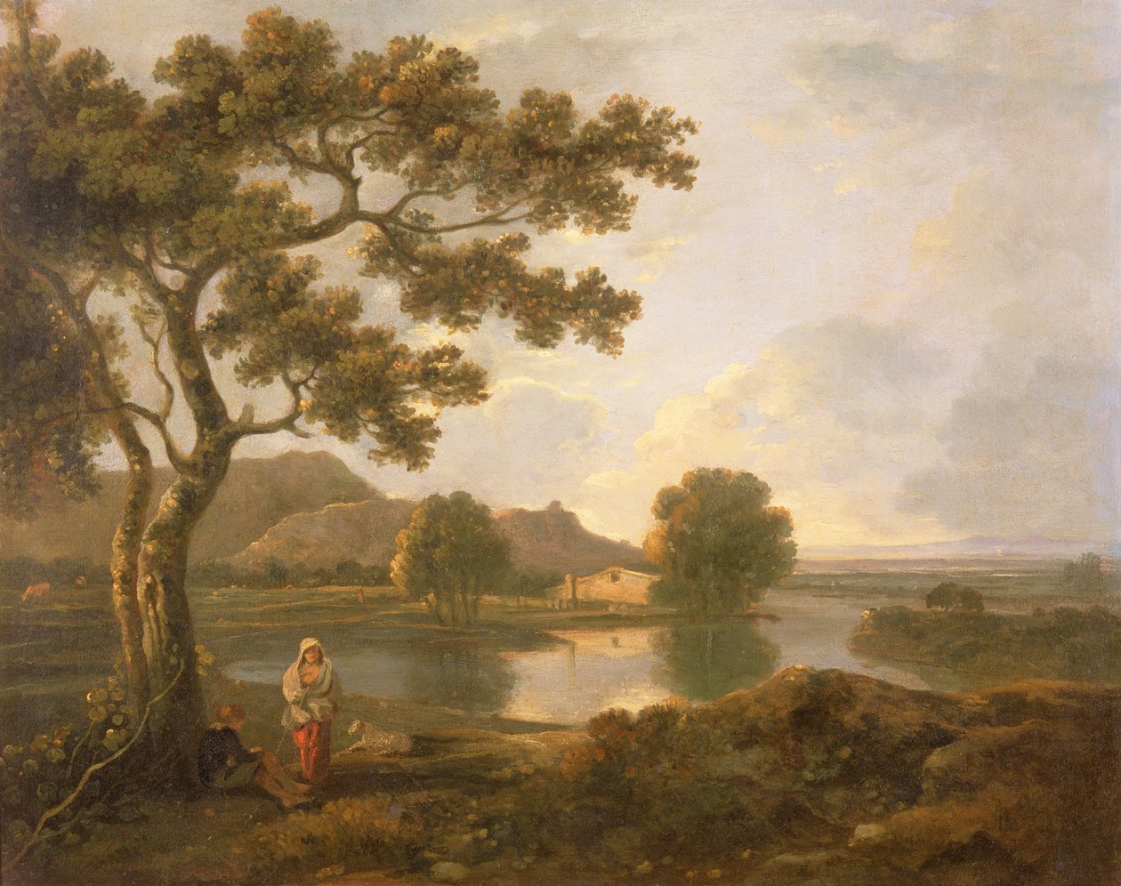 Říční scéna s farmou (olej na plátně) od Richard Wilson