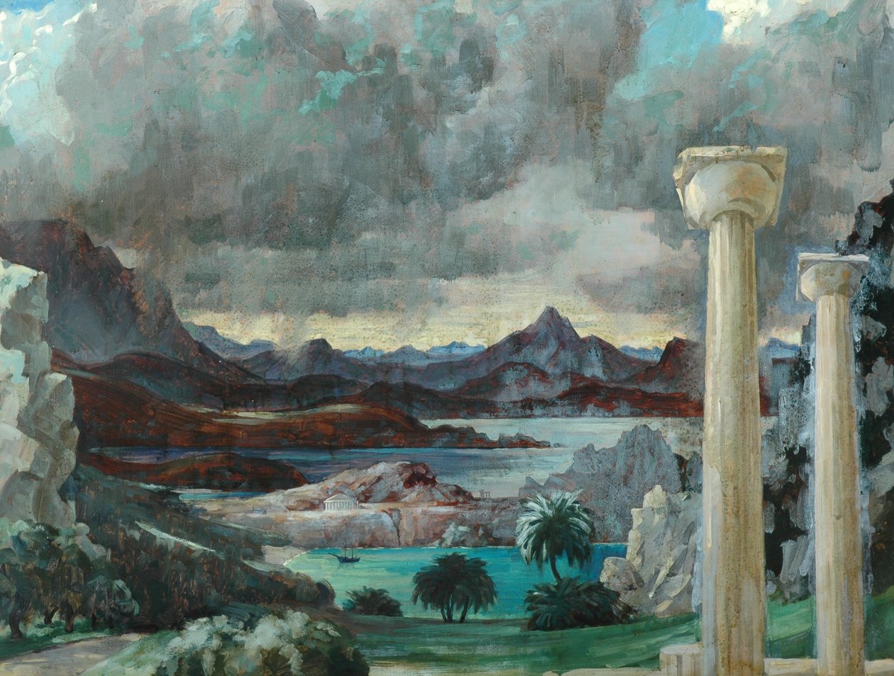 Bouře nad Řeckem (olej na plátně) od Richard Wyndham