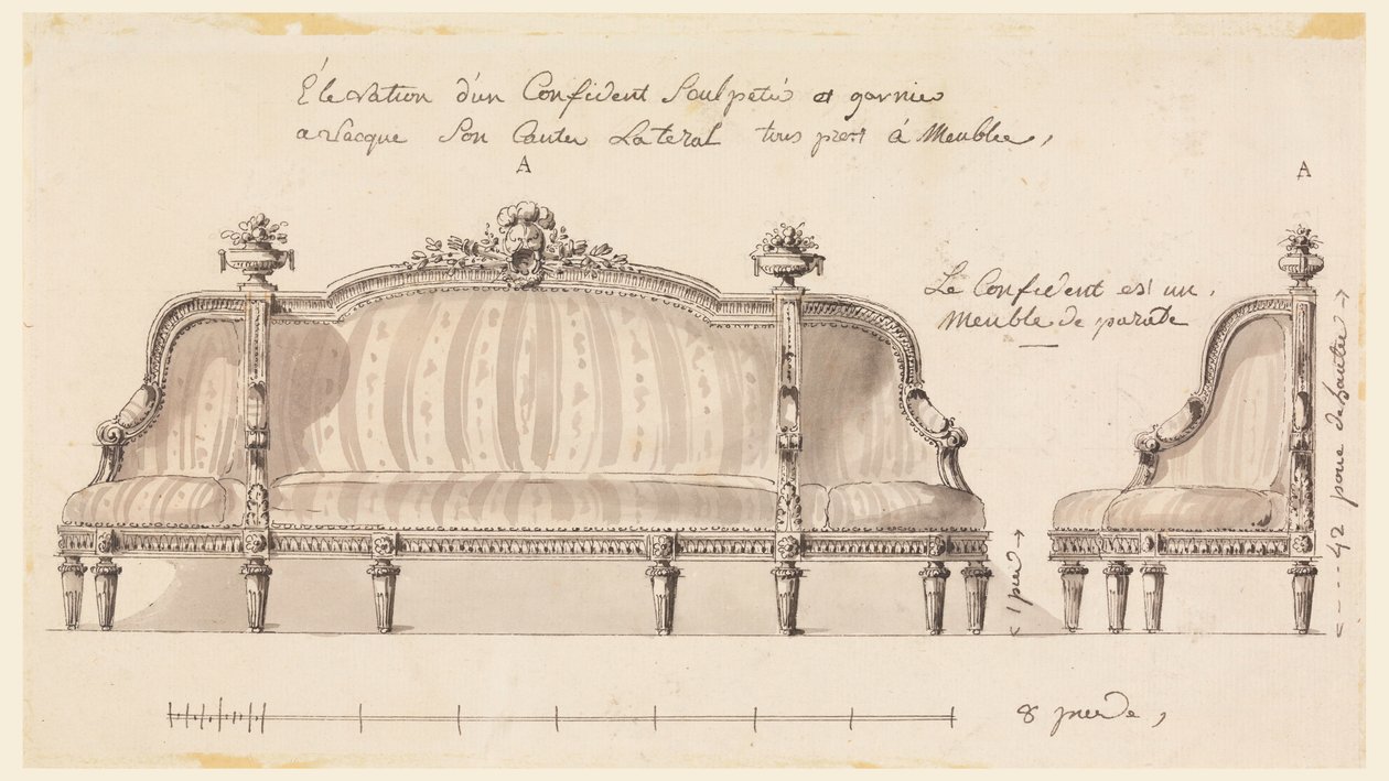 Kresba, Návrh konfidenta, asi 1780 od Richard de Lalonde