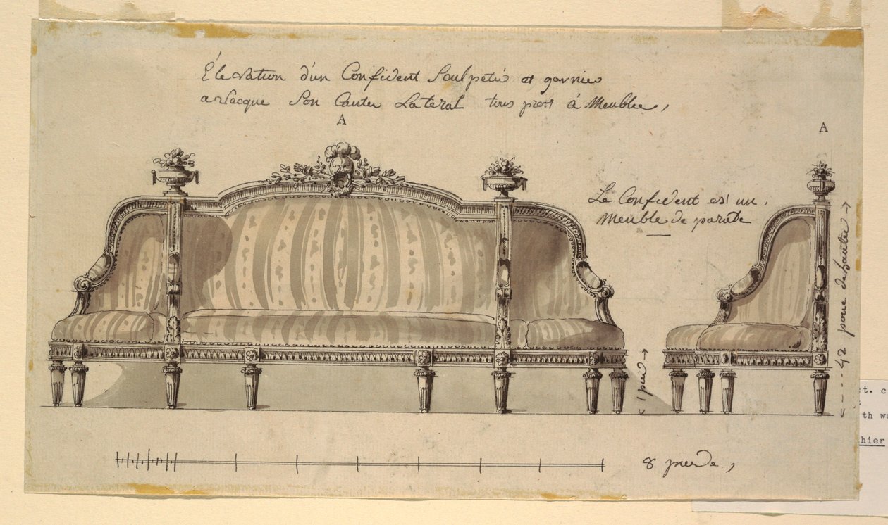 Kresba, Návrh konfidenta, asi 1780 od Richard de Lalonde