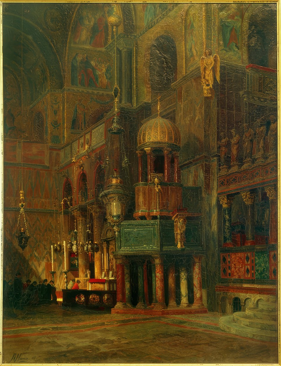 Benátky, S.Marco, uvnitř, transept / obraz R. von Hagn od Richard von Hagn