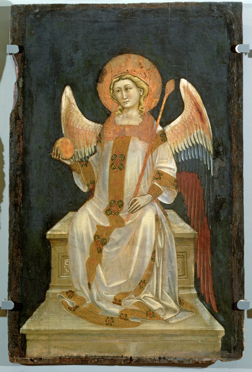 Anděl sedící na trůnu, koule v jedné ruce, žezlo v druhé, kolem 1348-54 od Ridolfo di Arpo Guariento
