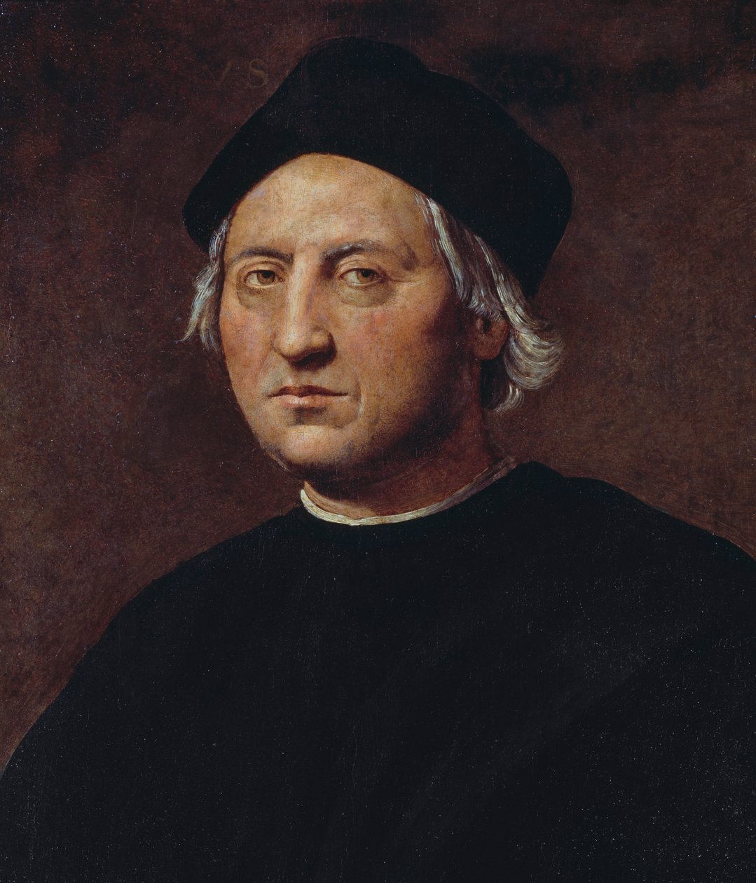 Muotokuva Christopher Columbuksesta (1451-1506), italialainen tutkimusmatkailija ja navigaattori, maalaus Ridolfo Ghirlandaion (1483-1561) od Ridolfo Il (1483 1561) Ghirlandaio