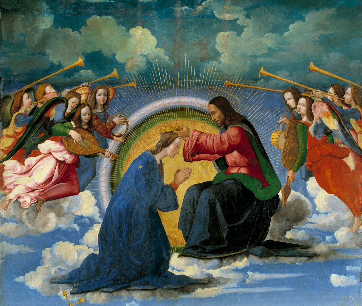 Korunovace Panny Marie, 9detail) 16. století (malba) od Ridolfo Il  Ghirlandaio
