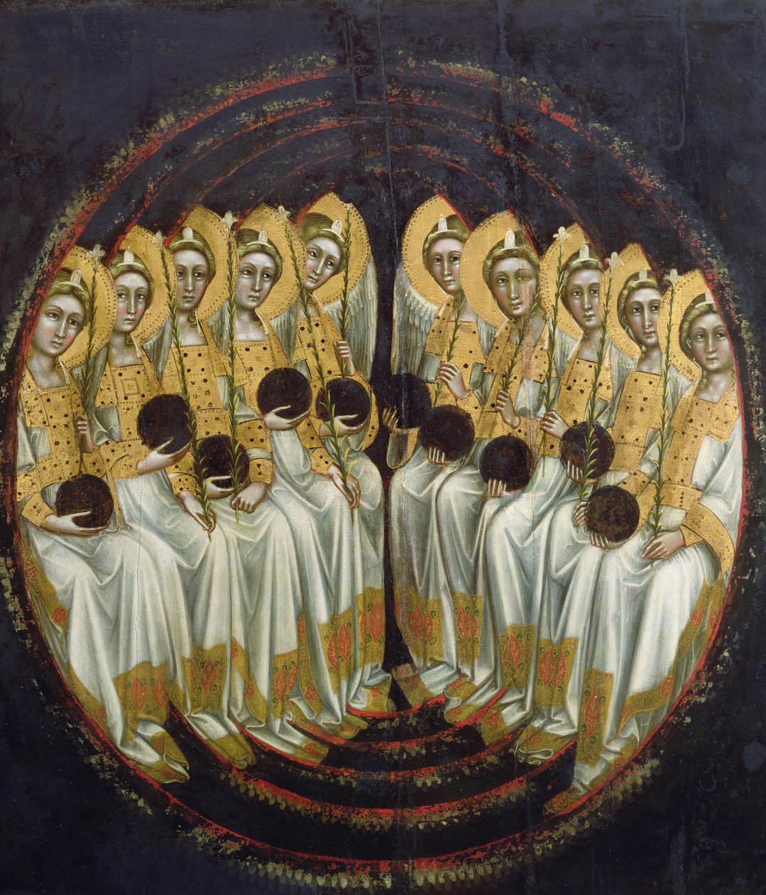 Sedící andělé s koulemi v rukou, kolem 1348-54 od Ridolfo di Arpo Guariento