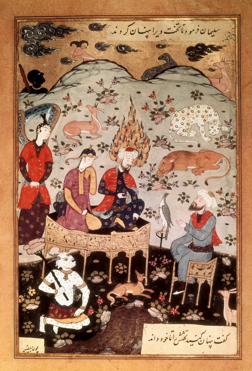 Miniatura Salomona a Balkis, c. 1595 od Riza i Abbasi