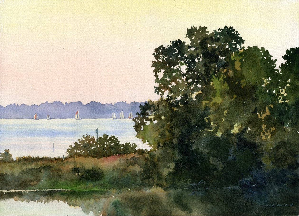 Středeční noční dostihy, 2006 (akvarel na papíře) od Rob Wood