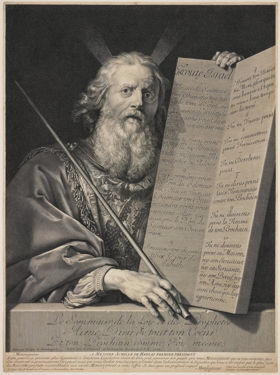Mojžíš předkládá desatero přikázání, 1699 od Robert Nanteuil
