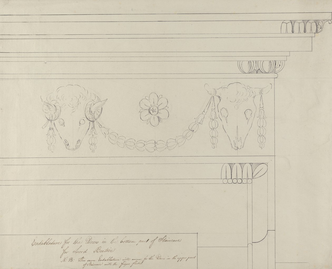 Design pro lemování schodiště, Headfort House (pero a černý inkoust s grafitem na papíru) od Robert Adam