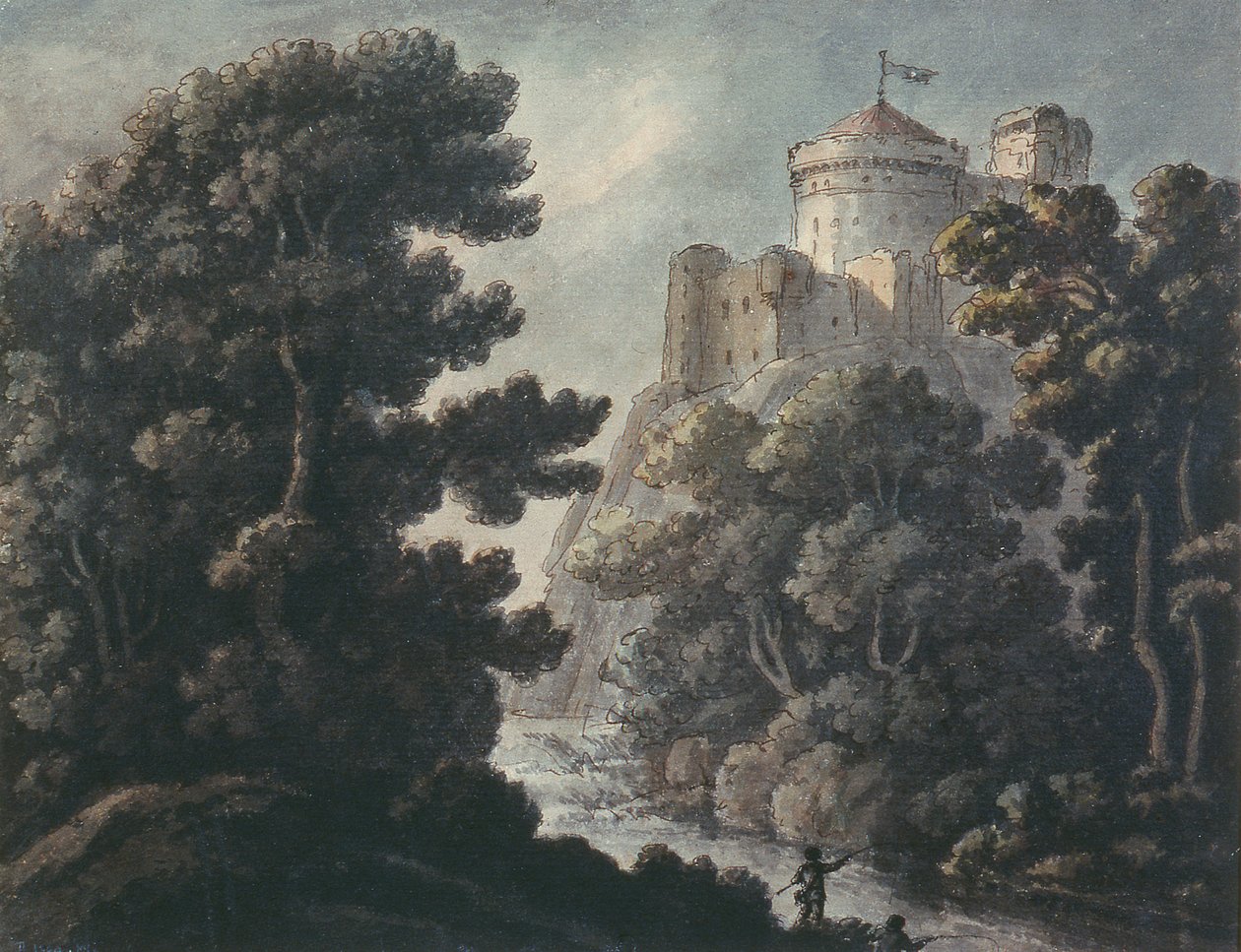 Krajina s hradem na skále od Robert Adam