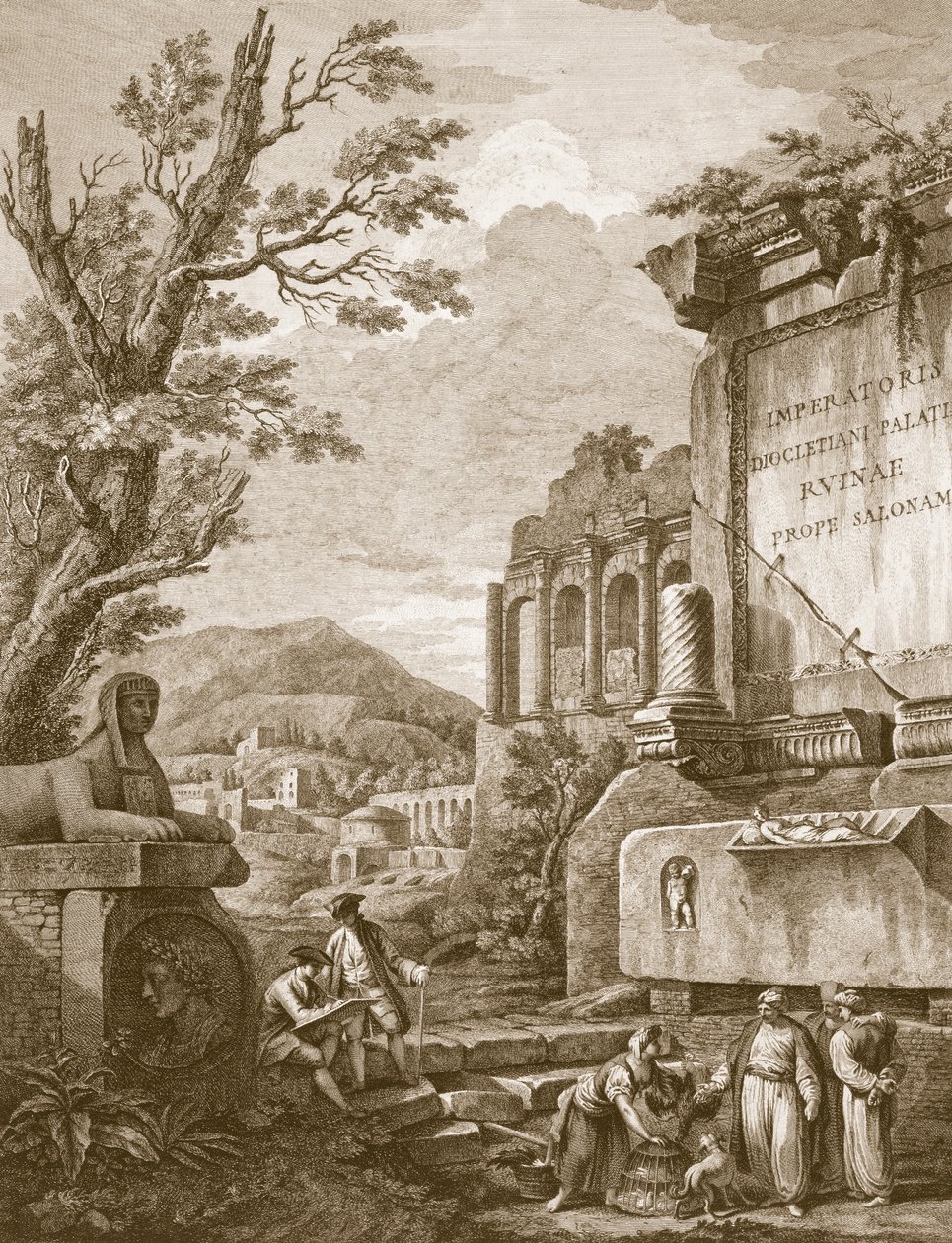 Deska I, z ‚Ruiny paláce císaře Diokleciána ve Spalatro v Dalmácii‘, vydaná 1764 od Robert Adam