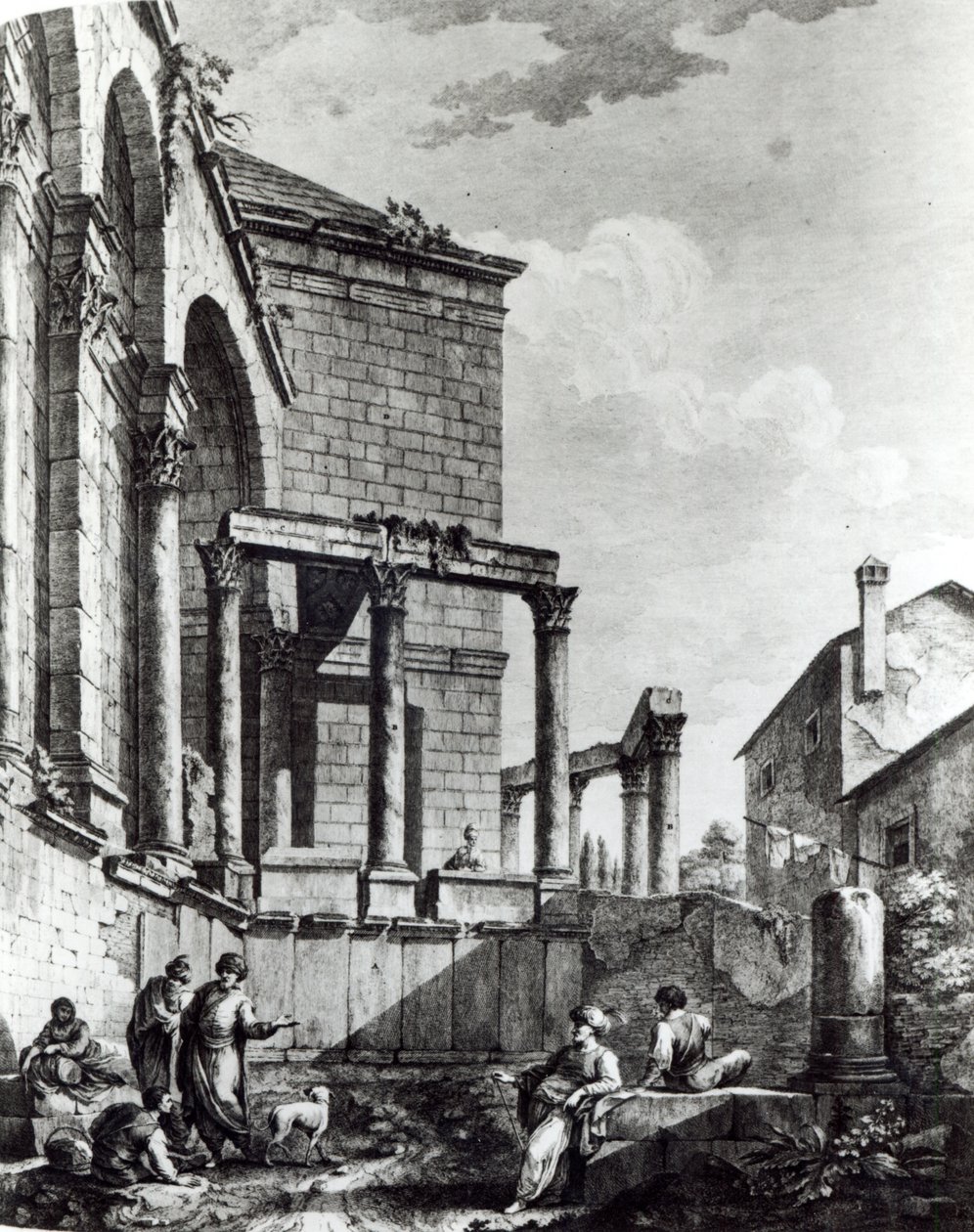 Jupiterův chrám v paláci Diocletiana (245-313), římského císaře 284-305, ve Splitu na dalmatském pobřeží, vyryl Francesco Bartolozzi (c.1727-1815), 1768 od Robert Adam
