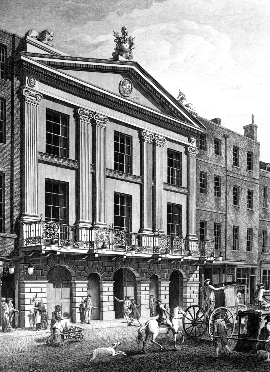 The Theatre Royal, Drury Lane, rytý Patrick Begbie, 1776 od Robert Adam
