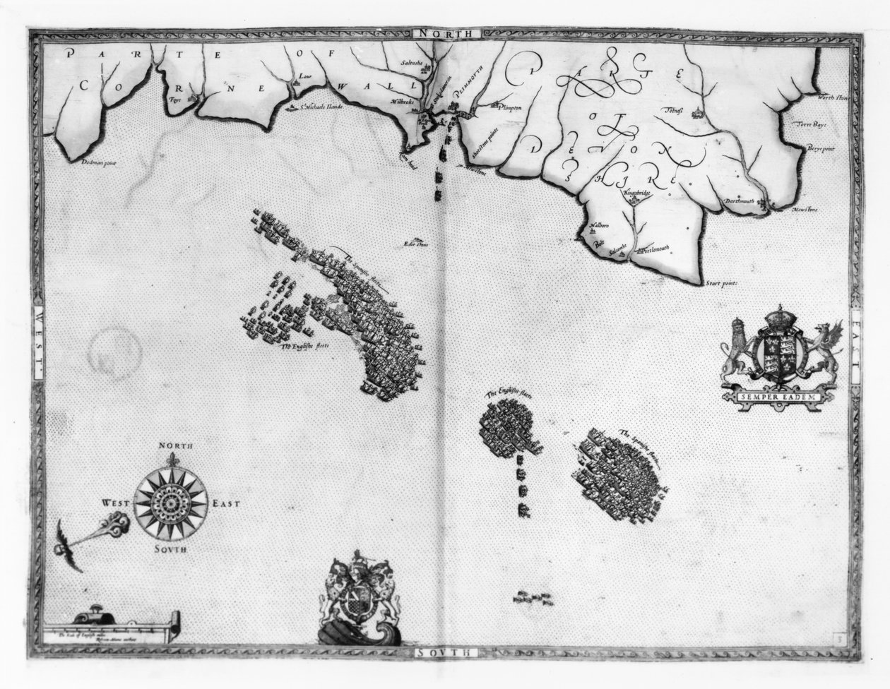 Mapa č. 3 Zobrazující trasu flotily Armady, vyryla Augustine Ryther, 1588 od Robert Adams